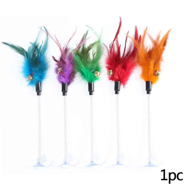 Random Colour Plastic Cat Toys Feather Funny Cat Mice Shape 20 x 10cm False Mouse Pet Products Bottom Sucker Elastic 1PC