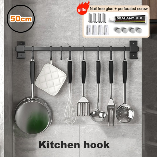 Joybos Kitchen Storage Shelf Wall-mounted Spice Racks Space Aluminum Multifunctional Punch-free Kitchen Shelf Kichen Organizer