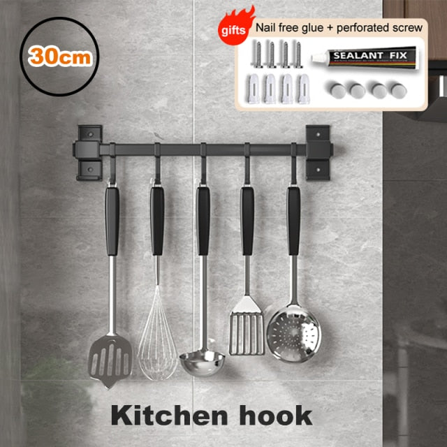 Joybos Kitchen Storage Shelf Wall-mounted Spice Racks Space Aluminum Multifunctional Punch-free Kitchen Shelf Kichen Organizer
