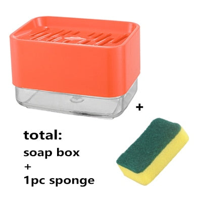 Soap Dispenser Pump With Sponge Manual Cleaning Liquid Dispenser Container Manual Press Soap Organizer Kitchen Tool cocina